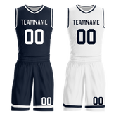 Custom Blue White Classic Style Reversible Basketball Uniform Personalized COOLMAX BBJR-D017056